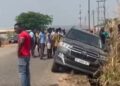 Tempane MP’s Landcruiser Lands In Ditch After Driver Swerved Pothole On Accra-Ho Road