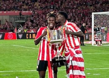 Inaki Williams and brother celebrate first Copa del Rey trophy with Bilbao after 40 years