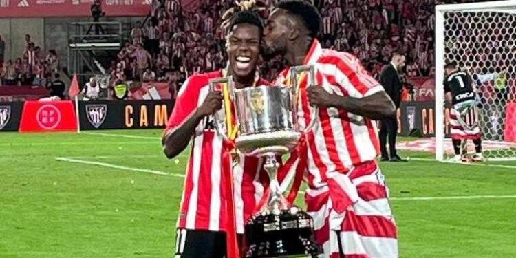 Inaki Williams and brother celebrate first Copa del Rey trophy with Bilbao after 40 years