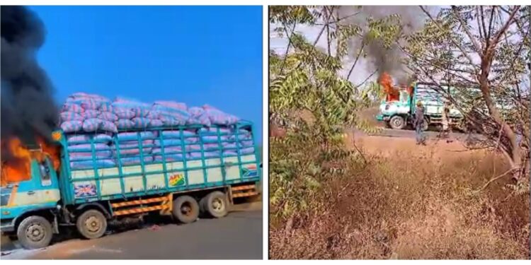 Unknown gunmen attack truck in Walewale, set it ablaze