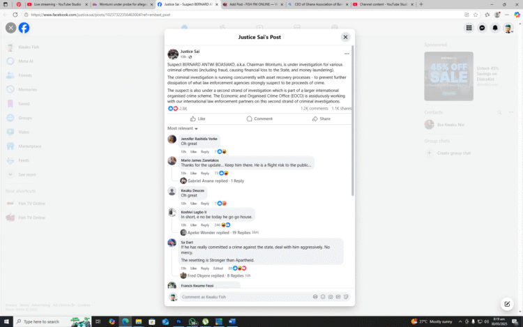 Wontumi under probe for alleged fraud, money laundering and international organised crime – Deputy A-G