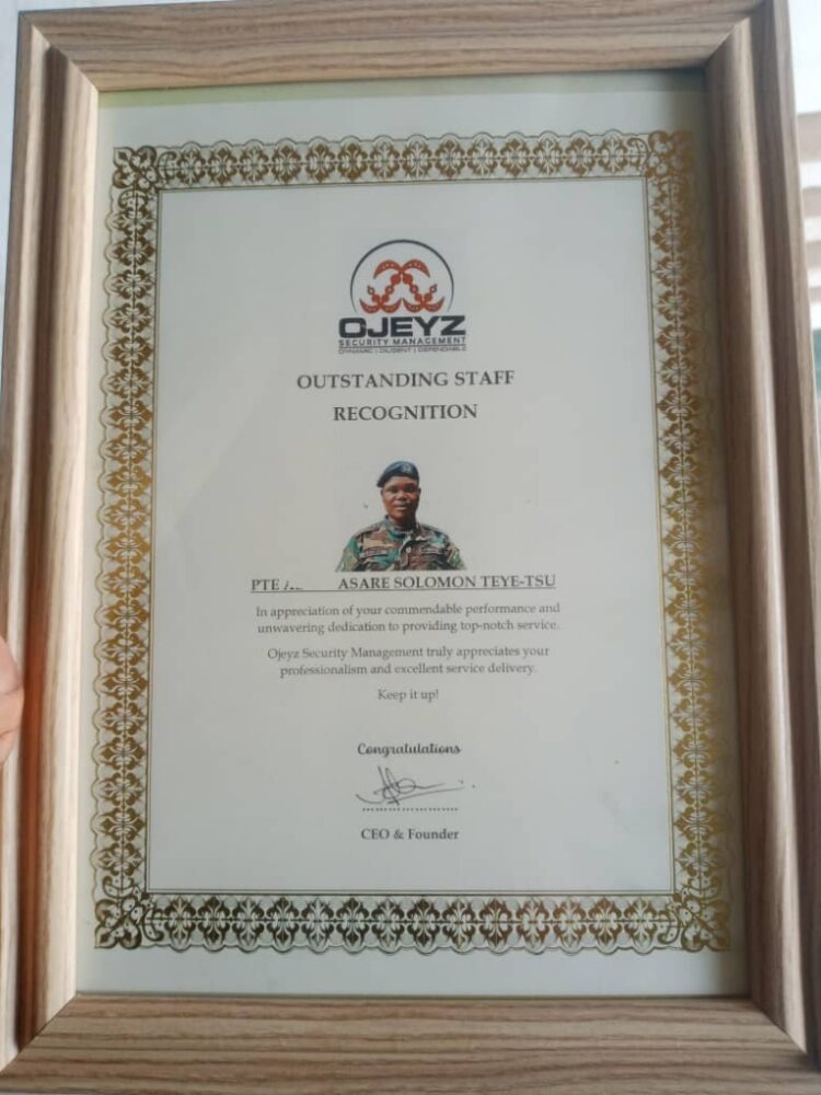 Private security firm honours soldier for rejecting ‘galamsey bribe’