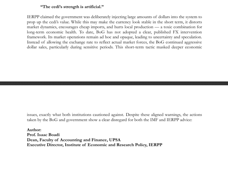 IMF’s caution against artificial stability of Cedi vindicates our red flag – IERPP