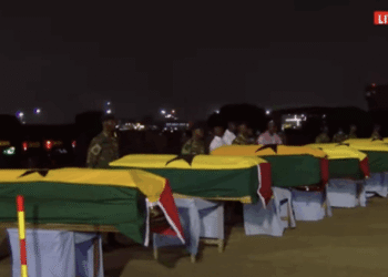 Bodies of military helicopter crash victims transferred to 37 Military Hospital