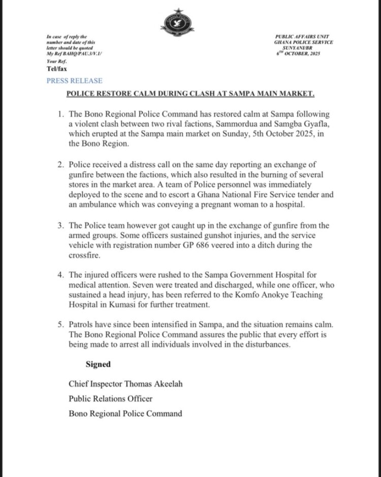 Police vow arrests after 8 officers shot in Sampa tribal gunfight