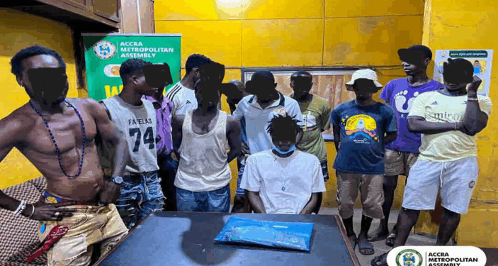 Court remands seven in custody over open defecation offence.