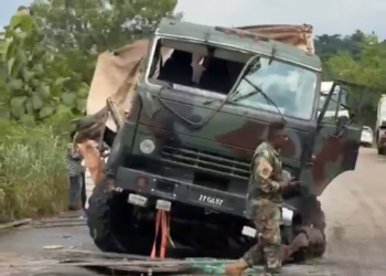 Military vehicle, STC bus involved in accident at Nkenkasu
