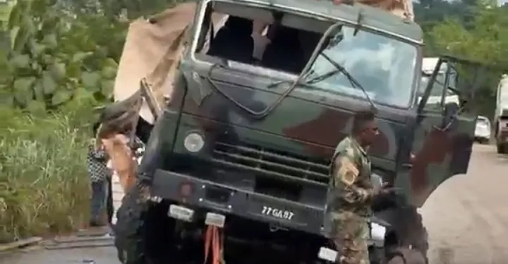 Military vehicle, STC bus involved in accident at Nkenkasu